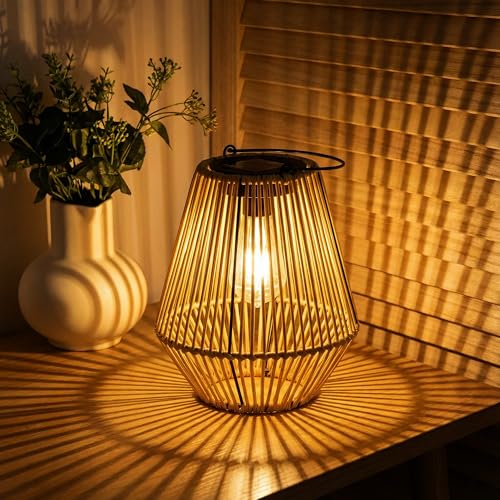 Solar Lantern,ZUIAOYIBOU Solar Outdoor Lanterns Hanging Solar Light Outdoor Waterproof Boho Gazebo Decor Table Lamps for Outside Patio Porch Tree Decorations Mothers Day Gift for Grandma 1 Pack - style: Wicker Lanterns 1 Pack