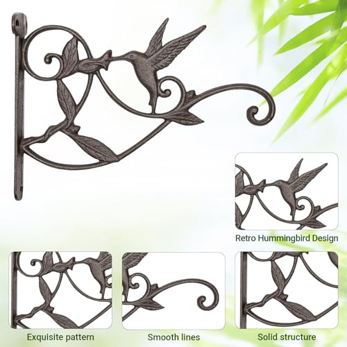Mkono Hanging Plant Bracket Hook Iron Decorative Plant Hanger for Flower Basket Bird Feeder Wind Chime Lanterns, 1 Pack