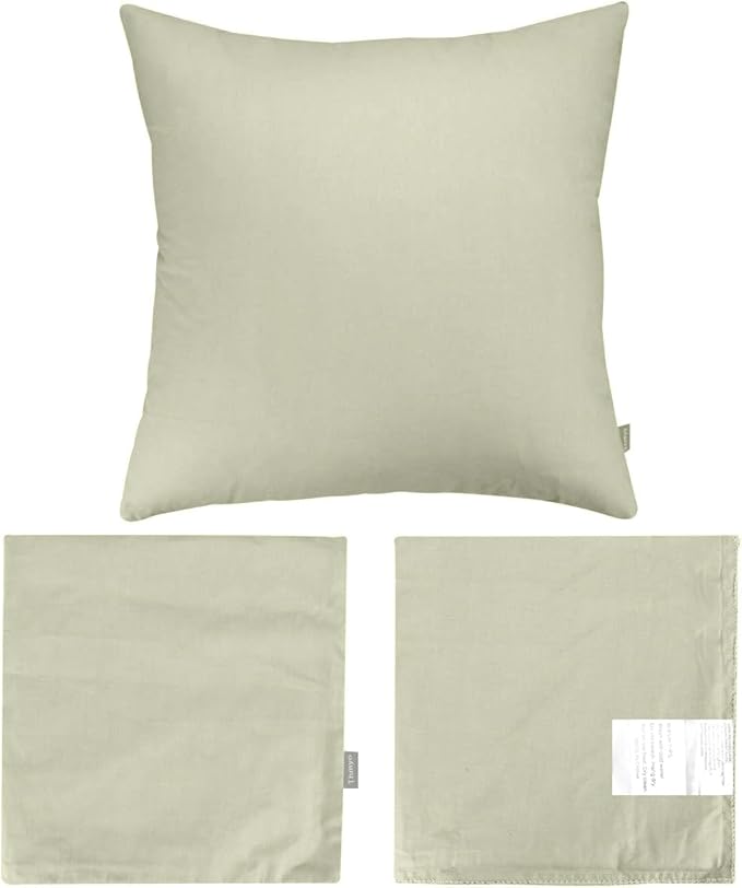 Thmyo 4-Pack 100% Cotton Comfortable Solid Decorative Throw Pillow Case Square Cushion Cover Pillowcase Sublimation Blank Pillow Covers DIY Throw Pillowcase for Sofa Bedroom(20x20 inch/ 50x50cm,Beige)