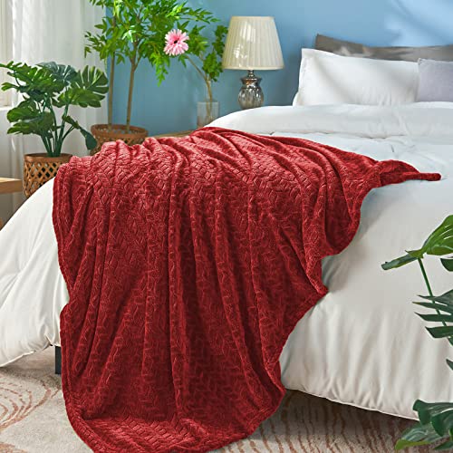 inhand Fleece Throw Blanket, Super Soft Fuzzy Blanket for Couch Sofa Bed Office, Cozy Plush Fleece Blanket Throw Size, Washable Lightweight Flannel Blankets Throw for All Season(50”x60”,Burgundy) - color: Burgundy, size: Throw/Travel-50x60 IN
