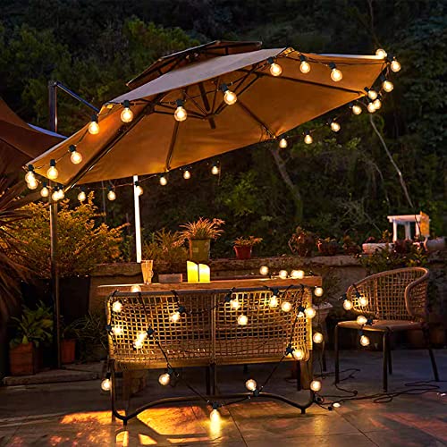Mlambert 50Ft LED Outdoor String Lights G40 Globe Dimmable Patio Light, Waterproof Hanging String Light with 27 Warm White Shatterproof Bulbs(2 Spare) - color: Black