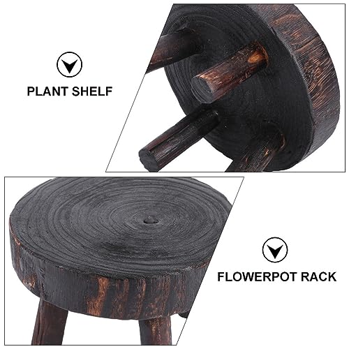 Cabilock Solid Wood Flowerpot Rack 6.69X6.69X3.54 Inch Indoor Plant Stand Decorative Rack for Balcony Garden Living Room with Rustic Natural Finish