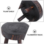 Cabilock Solid Wood Flowerpot Rack 6.69X6.69X3.54 Inch Indoor Plant Stand Decorative Rack for Balcony Garden Living Room with Rustic Natural Finish