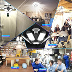 6 Pack 220W Garage Light Ceiling Led Deformable LED Shop Lights for Workshop E26 E27 Screw in Garage - size: 6 PACK