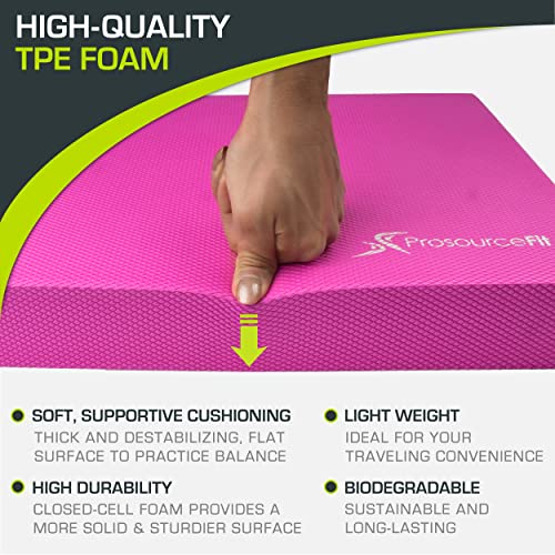 ProsourceFit Exercise Balance Pad, Non-Slip Cushioned Foam Mat & Knee Pad for Fitness and Stability Training, Yoga, Physical Therapy - color: Pink, size: XL - (18.75" x 15")