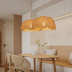 Arturesthome 1 Light Rattan Woven Pendant Light,Hand-Woven Flower Shaped Ceiling Chandelier,Handmade Hanging Lamp Shade for Dining Room Bar Cafe Rustic Decor D 23.6″*12.59″ - size: 23.6" * 12.6"