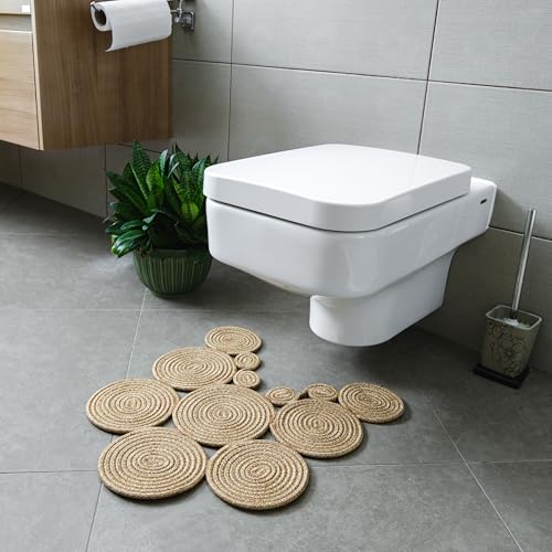 Boho Jute Bath Mat | Handmade Washable Toilet Rug | Modern Bathroom Rug | Double Sided Woven Boho Bathroom Decor | 23.6 x 15.7 inches - color: Standart