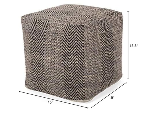 Foamma Pouf Ottoman Brown, 15"x15"x15.5" - Square Ottoman Foot Rest for Living Room and Bedroom, Pouf Footstool, Foot Rest for Couch, Boho Furniture for Home - color: Brown