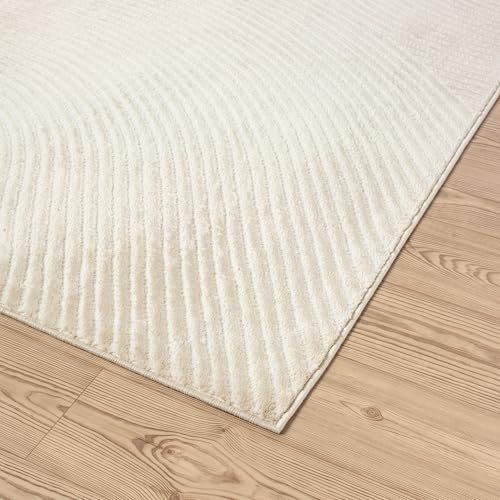 Abani Neutral Beige Area Rug 6' Round for Living Room, Bedroom - Zen Reiki Circles Pattern - Durable & Easy to Clean - color: Beige, size: 6' (Round)