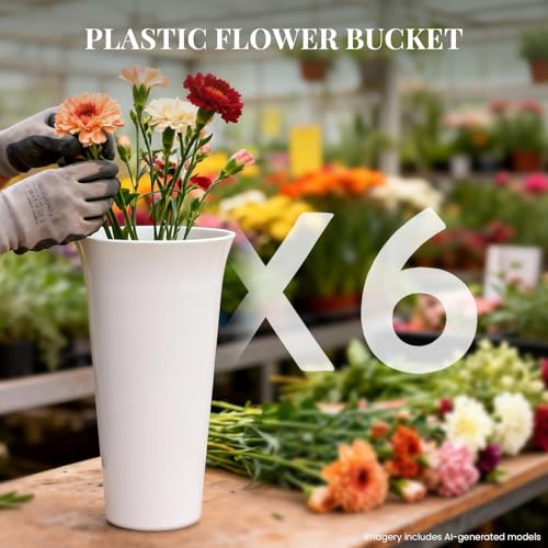 Black Tiered Flower Display Stand with 6 Buckets, Rolling 3-Tier Floral Cart for Florists, Markets & Events, Mobile Flower Presentation Rack for Shop, Patio or Wedding Setup