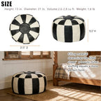 Thgonwid Unstuffed Moroccan Ottoman Pouf Cover, Ottoman Footstool Storage Solution, Bean Bag Chair, Foot Rest, Multi-Black&White - color: Multi-black&white
