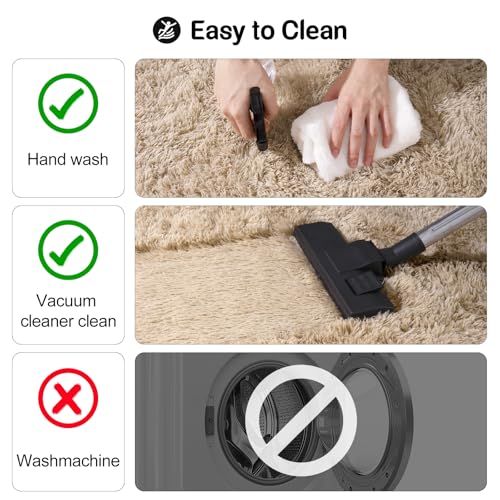 qulint 3x5 Area Rug for Bedroom, Fluffy Soft Shag Bedside Rug Fuzzy Tan Small Area Rug for Nursery, Plush Shaggy Carpet for Boys and Girls Dorm Kid Room Living Room Home Decor (3ft x 5ft, Light Tan) - color: Lighttan, size: 3' x 5' (Rectangular)