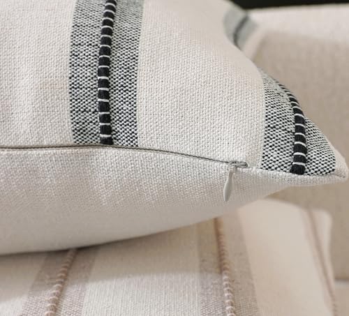 Cethom Boho Lumbar Pillow Covers 14x36 Long, Pack of 1, Black Striped Decorative Body Pillowcase for Couch Bed, Textured Farmhouse Accent Cushion Covers for Living Room Bedroom Sofa Home Decor - color: Black, size: 36" x 14" (Pack of 1)