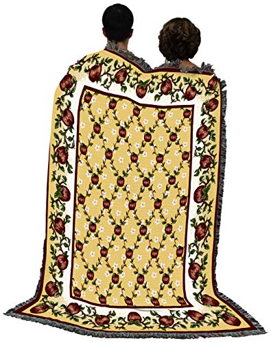 Pure Country Weavers Apple Season Blanket - Garden Floral Gift Tapestry Throw Woven from Cotton - Made in the USA (72x54) - color: Apple