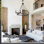 Rustic Black Farmhouse L45'' Wood Chandelier Unique Square 6-Light Candle Long Ceiling Pendant Lighting for Kitchen Living Dining Room Foyer Bedroom High Ceiling,E12 - color: Black, size: 45 inches