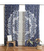 Popular Handicrafts Indian Hippie Bohemian Beautiful Ombre Color Mandala Curtain Panels Blue Silver - color: Blue Silver, size: 38"W x 83"L (Pack of 2)