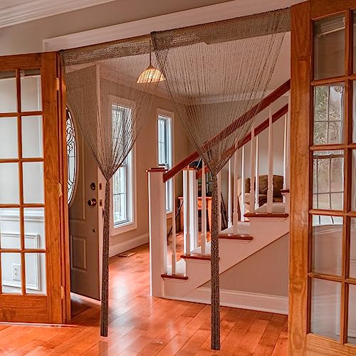 Hysenm 2 Pack 39 x 79 Inch Beaded Curtain String Door Curtains, Hippie Room Decor Closet Beaded Curtains for Doorway, Room Divider Privacy Decor, Boho Home Decoration for Bedroom, Party, Brown - color: Brown
