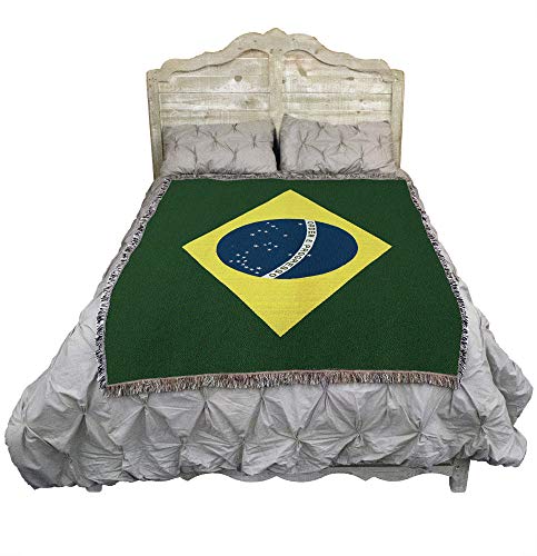Pure Country Weavers Brazil National Flag Blanket - Brazilian Gift Tapestry Throw - Woven from Cotton - Made in the USA (72x54) - color: Brazil, size: 72" x 54"