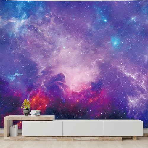 Tichgeim Space Galaxy Tapestry for Bedroom, Starry Night Sky Backdrop Decorations, Purple Ceiling Aesthetic Tapestries, Blue Celestial Stars Wall Hanging for Living Room Dorm 51'' x 60'' - color: Starry Night Sky Tapestry, size: 60"L x 51"W