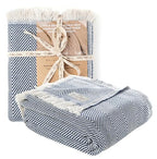 Bed Blanket, Queen Size (79 x 90 Inch), Cotton-Rich Blend, Soft Textured Woven Coverlet, Easycare, Lightweight & Breathable Bed Layering, All Season Bedding, Navy Blue - color: Navy Blue, size: Queen