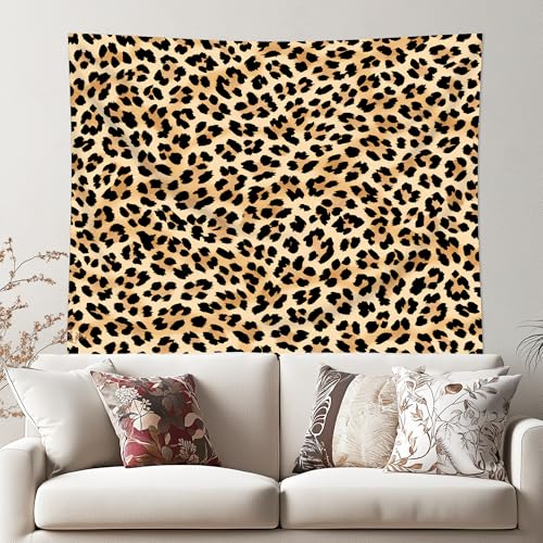 Cinbloo Cheetah Leopard Tapestry 59Wx51H Inch Wildlife Animal Brown Wall Hanging for Womwn Girly Girls Fashion Cute Classroom Home Dorm Decor Art Living Room Bedroom - color: A-Brown