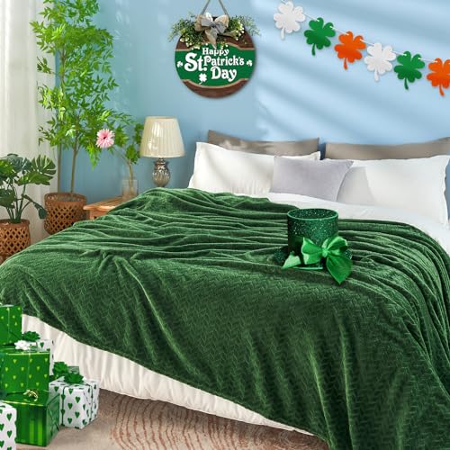 inhand Fleece Twin Blanket for Bed Green Throw Blanket for Couch Super Soft Cozy Warm Blankets and Throws Lightweight Fuzzy Large Blanket for Sofa Bed Office,60x90 inches - color: A-green, size: Twin/Twin XL-60x90 IN