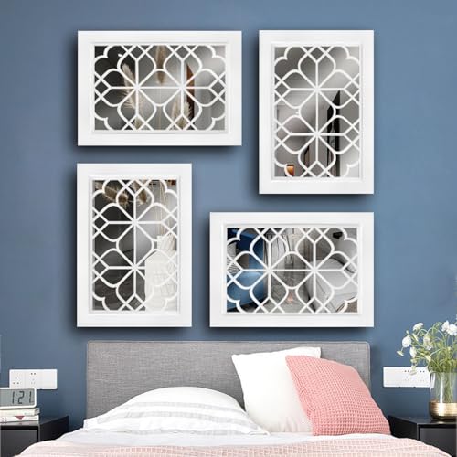 Wocred Set of 2 Rectangular Wall Mirror,White Color Entry Mirror for Bathroom Renovation,Bedrooms,Living Rooms and More(11”x15”) - color: White, size: 11x15 inch - 2 PCS