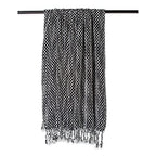 DII Textured Acryllic Woven Throw, Farmhouse Fringe Blanket, 50x60, Black/White - color: Black/White