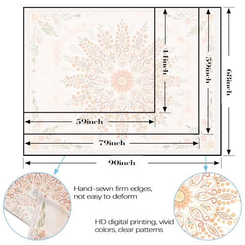 Lunerfex Floral Mandala Tapestry Boho Tapestry for Bedroom Peach Tapestries Wall Hanging Living Room Wall Art and Home Decor 44x60 - color: Orange Yellow, size: 60"L x 44"W
