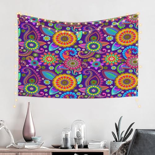 RTAFGU Perris Tapestry, Purple Paisley Mandala Pattern, Indian Boho Ethnic Decor Home Aesthetic Tapestries Wall Hanging for Home Living Room Dorm Party Bedroom Decoration 40" L x 28" W - color: Perris_2802, size: 40"L x 28"W