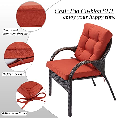 JMGBird Outdoor Chair Cushions Set - 22"x22" Deep Seat & Back Cushions, Water-Resistant Tufted Pillows for Patio Furniture - color: Red, size: 22"×22"