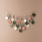 Macrame Leaves Wall Hanging 57x29.5Inch Large Chic Feather Boho Macrame Wall Decor Leaf Hanging Photo Display Handmade Woven Wall Art 19pcs Leaf Tapestry - Pink Green (Pink Green - 57*29.5in)