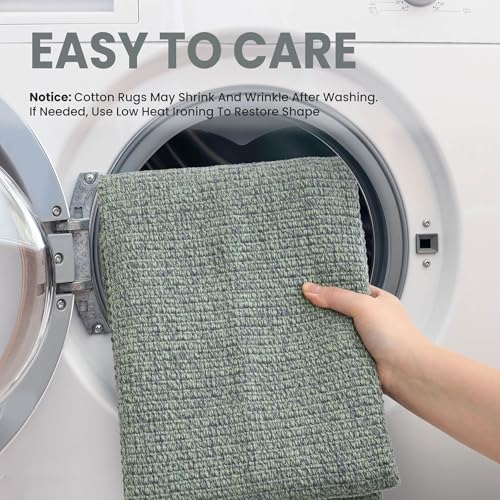 EARTHALL Washable Area Rug 2x3 Ft Non Slip Rugs for Entryway Braided Small Throw Rugs with Rubber Backing Door Mat Indoor Outdoor Entrance Rug for Kitchen Foyer Front Door, Green/Grey - color: Green/Grey, size: 2' x 3' (Rectangular)