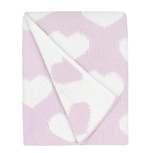 Living Textiles Purple Hearts Chenille Soft Baby Blanket Reversible Premium Cozy Fabric for Best Comfort - for Infant,Toddler,Newborn,Nursery,Boy,Unisex,Throw,Crib,Stroller,Gift, Purple Heart 40x30 - color: Purple Heart