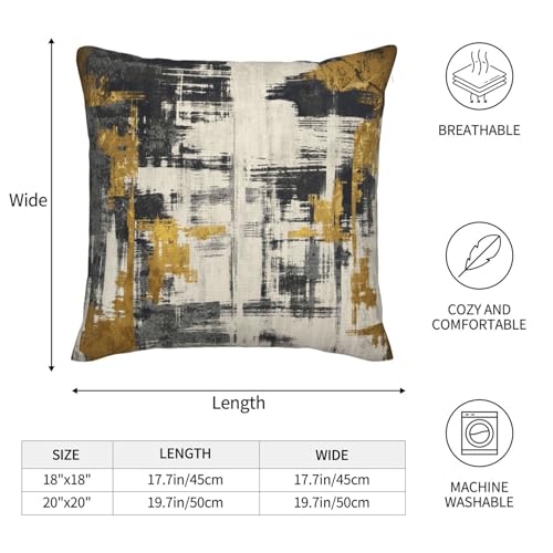 Black Gold Painting Throw Pillow Covers 18x18 Inch Set of 2, Modern Abstract Oil Painting Pillow Cover Abstract Art Painting Doodles Cushion Covers for Sofa Couch Bed Living Room - color: Black Gold, size: 18" x 18" (Pack of 2)