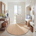 SAFAVIEH Area Rug 6' Round - Natural Fiber Collection - Natural & Grey, Seagrass, Basketweave Pattern with Border (NF114P) - color: Natural/Grey, size: 6' (Round)