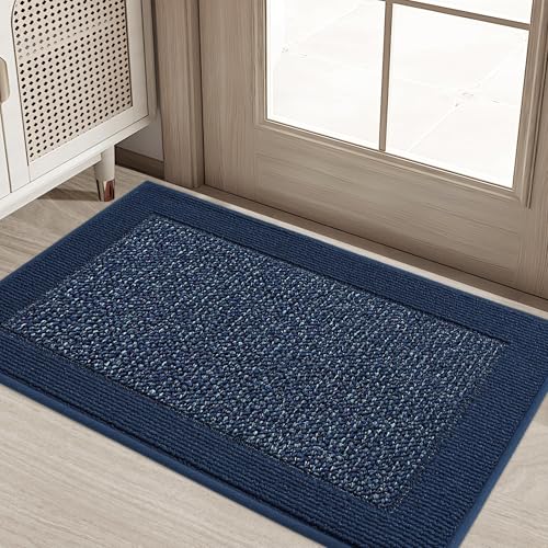 BEQHAUSE Indoor Door Mat 20" x 32", Dirt Trapper Door Mats Non-Slip Entryway Rugs Washable, Trap Dirt Absorbent Welcome Mat, Low Profile Floor Mats for Front Back Door and Entryway, Blue - color: Blue, size: 20" X 32" (Rectangular)