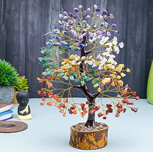 Crocon® 7 Chakra Crystals Tree of Life Birthday Gifts for Women, Men & Friends | Home & Office Decor, Money Tree Healing Crystals Gift | Mom Gift Ideas Housewarming Gifts New Home Sister & Dad - color: Seven Chakra Tree