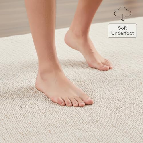 Neutral Jute Boho Rug 2x3 ft Braided Rug 2X3 - Earthy Farmhouse Cotton & Jute Carpet - Braided Rug for Kitchen - Reversible Woven Rug - color: Neutral, size: 2' x 3'