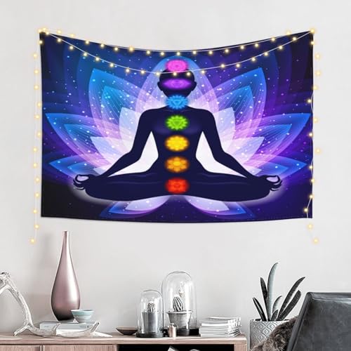 RTAFGU Chakra Meditation Tapestry, Chakra Meditation Lotus Flower, Yoga Spiritual Energy Art Tapestries Aesthetic Wall Hanging for Bedroom Living Room,Dorm Party Home Decoration 40" L x 28" W - color: Chakra Meditation_1501, size: 40"L x 28"W