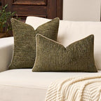 Yangest Chenille Pillow Cover 18 x18 Inches, Thick Textured Square Throw Pillow Cover Farmhouse Modern Soft Accent Couch Neutral Pillow Cover for Living Room Bedroom, Green - color: Olive Green, size: 18" x 18" (Pack of 1)