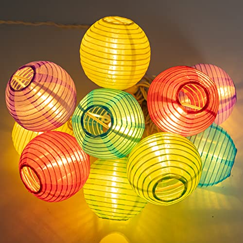 Vigdur Multicolor Lantern String Lights - Nylon Hanging Lantern Lights Plug in Waterproof Connectable Indoor Outdoor Light for Bedroom Party Birthday Home Decor - color: Brown