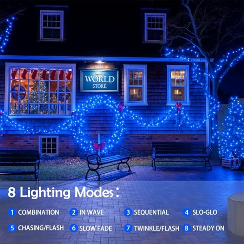 Extra-Long 144FT Solar String Lights for Outside, 2 Pack 400LED Solar Fairy Lights Outdoor Waterproof, Copper Wire with 8 Modes Solar Twinkle Lights for Tree Garden Party Patio Xmas Decor (Blue) - color: Blue, size: 2 Pack-400LED
