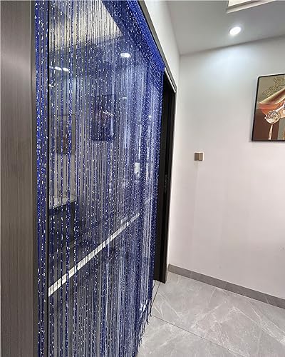 ave split Decorative Door String Curtain Wall Panel Fringe Window Room Divider Blind Divider Tassel Screen Home 100cm*200cm (Royal blue18) - color: Royal Blue18