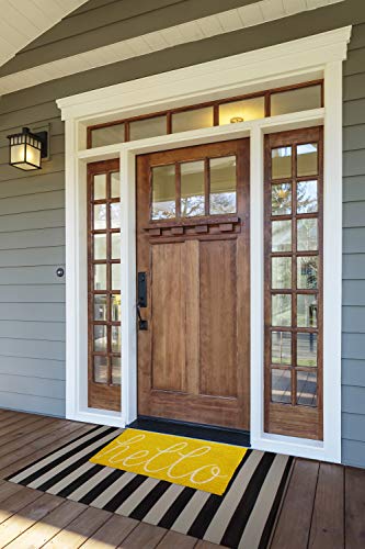DII Hello Coir Fiber Doormat Non-Slip Durable Outdoor/Indoor, Pet Friendly, 17.5x29.5, Yellow - color: Yellow