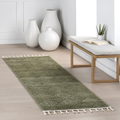 Nuloom Kerry Green, 2'8" x 8', Geometric, Soft and Cozy, High Traffic, Stain Resistant, Easy Clean, Durable Runner for Bedroom, Living Room, Dining Space, Den, Foyer, Entryway - color: Kerry Green, size: 2'8" x 8' (Rectangular)