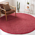 SAFAVIEH Natural Fiber Collection Area Rug - 7' Round, Red, Handmade Farmhouse Jute, Ideal for High Traffic Areas in Living Room, Bedroom (NF730D) - color: Red, size: 7' (Round)