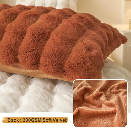 LIFEREVO Fluffy Faux Rabbit Fur Body Pillow Cover, Cozy Bubble Shaggy Plush Bed Body Pillowcase with Zipper Closure, Long 20"x54" Fuzzy Furry Pillow Case for Bedroom Home Decoration, Burnt Orange - color: Burnt Orange