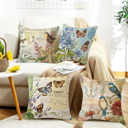 wyooxoo Spring Pillow Covers 20x20 Set of 4 Farmhouse Pillow Covers Outdoor Decorative Throw Cushion Case for Sofa Couch Living Room - color: Color G, size: 20" x 20" (Pack of 4)