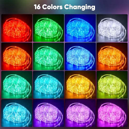 Minetom Color Changing Rope Lights Outdoor, 33FT 100 LED String Lights with Plug & Remote, Waterproof Christmas Light Outdoor Decoration, Twinkle LED Rope Light for Outside Indoor Bedroom,16 Colors - size: 33 FT Not Connectable
